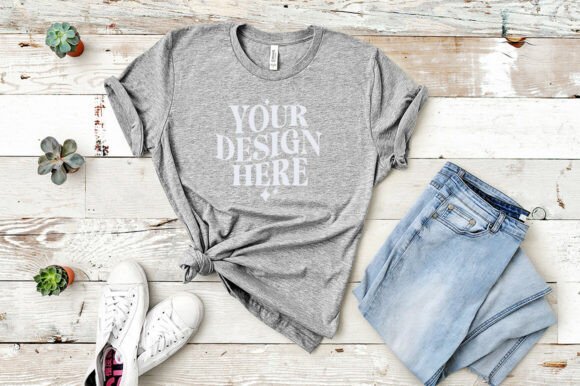 Bella Canvas 3001 Flat Lay Shirt Mockup for Product Mockups and Graphics
