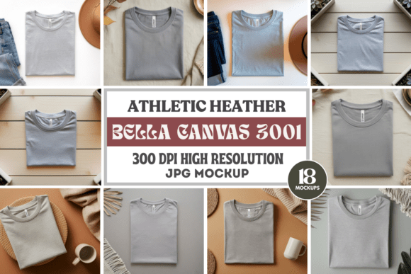 Bella Canvas 3001 Folded Mockup Bundle for Product Mockups and Graphics
