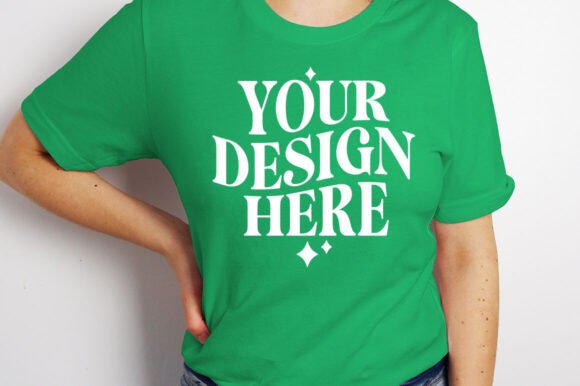 Bella Canvas 3001 Kelly Green Mockup for Product Mockups and Graphics