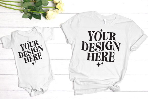 Bella Canvas Mommy and Me White Mockup for Graphics and Product Mockups