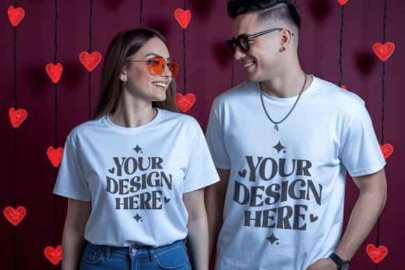 Bella Canvas Valentine Couple Mockup 2 - A Graphic Design Asset for Product Mockups