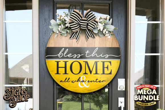 Bless This Home SVG Spring Round Sign for Crafts and Graphics