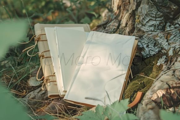 Camping White Notebooks Mockup for Branding and Graphics