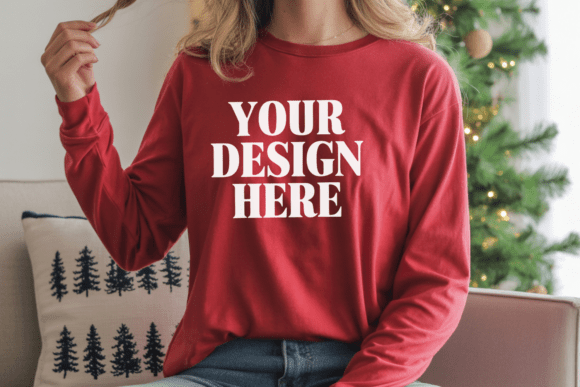 Christmas BC 3501 Long Sleeve Mockup 26 - A Graphic Design Asset for Handmade Creators