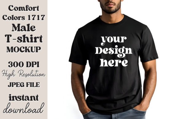 Comfort Colors 1717 Black Men Mockup 33 for Product Mockups and Graphics