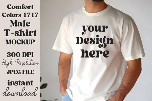 Comfort Colors 1717 Ivory Men Mockup 33 for Graphics and Product Mockups