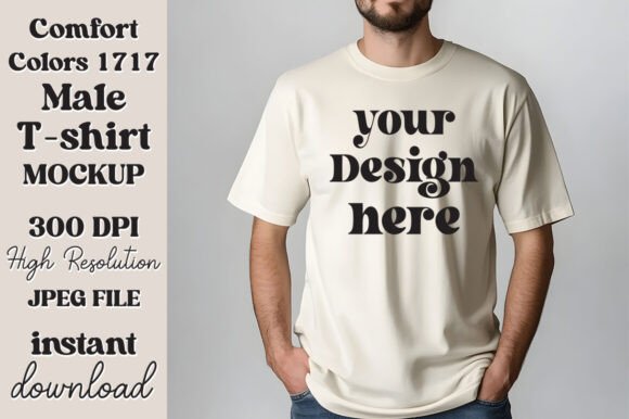 Comfort Colors 1717 Ivory Men Mockup 50 – A Versatile Graphic Asset for Handmade Creations