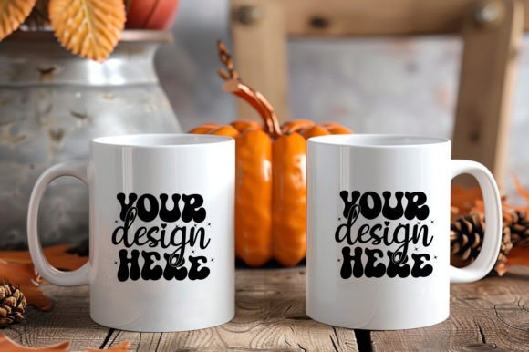 Fall Autumn White Mug Mockup - A Graphic Design Asset for Mugs Amp
