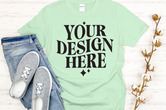 Gildan 64000 Mockup Mint Green - A Versatile Graphic Design Asset