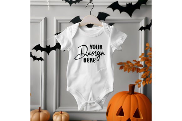 Halloween Baby Bodysuit Mockup for Graphics and Baby Amp