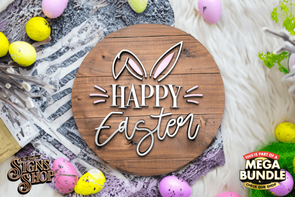 Happy Easter Bunny SVG Easter Sign for Crafts and Graphics