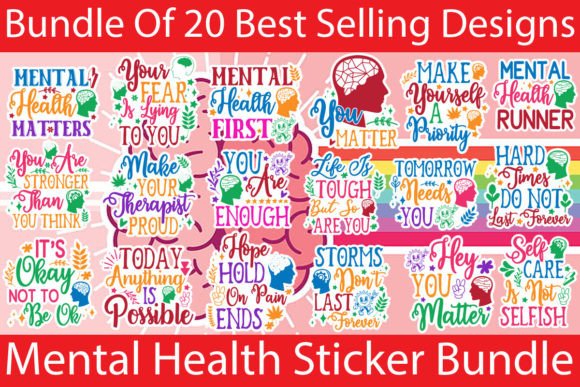Mental Health Sticker Bundle for Crafts and Graphics