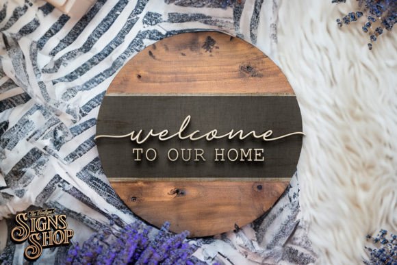 Minimal Welcome SVG Round Sign for Crafts and Graphics