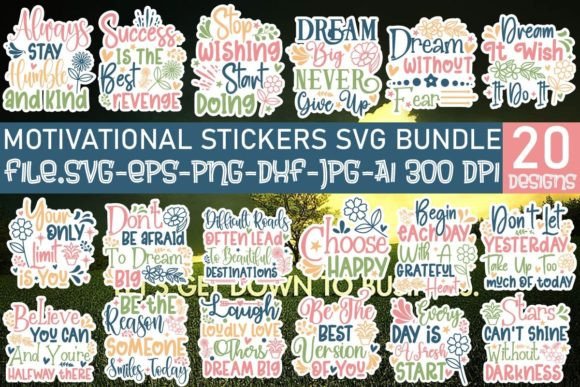 Motivational Stickers SVG Bundle for Crafts and Graphics