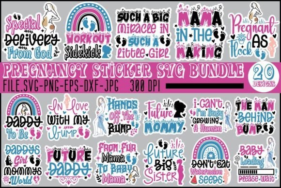 Pregnancy Sticker SVG Bundle for Crafts and Graphics