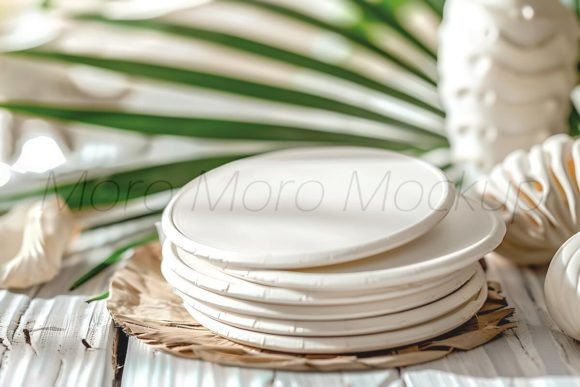 Tropical Summer Coasters Mockup - Graphics for Kitchenware Creations