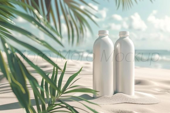 Tropical Summer Water Bottles Mockup Graphics for Bottles Amp