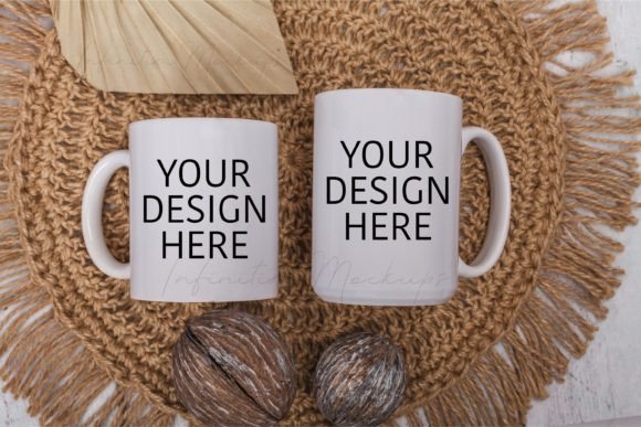 Two Mug Size Mockup 11oz 15oz Boho for Graphics and Mugs Amp