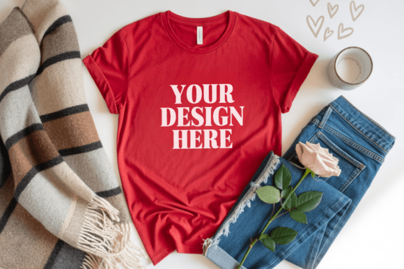 Valentine’s Day Flat Lay Shirt Mockup 47 for Product Mockups and Graphics