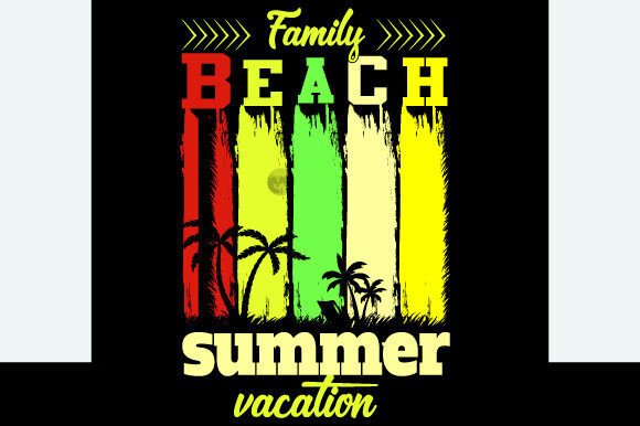 Vintage Family Beach Summer Vacation Graphics for Print Templates