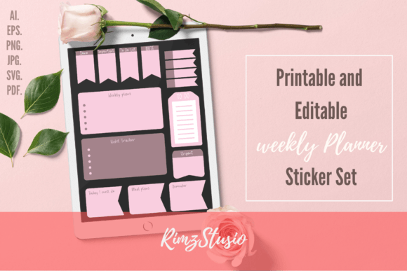 Weekly Planner Sticker Set for Crafts and Graphics